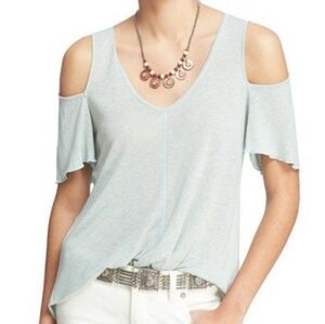 Free People Light Blue Bittersweet Cold Shoulder Oversized V Neck Tank Top Small